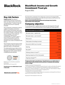 Blackrock Income and Growth Investment Trust Plc August 2021