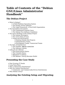 Table of Contents of the “Debian GNU/Linux Administrator Handbook”
