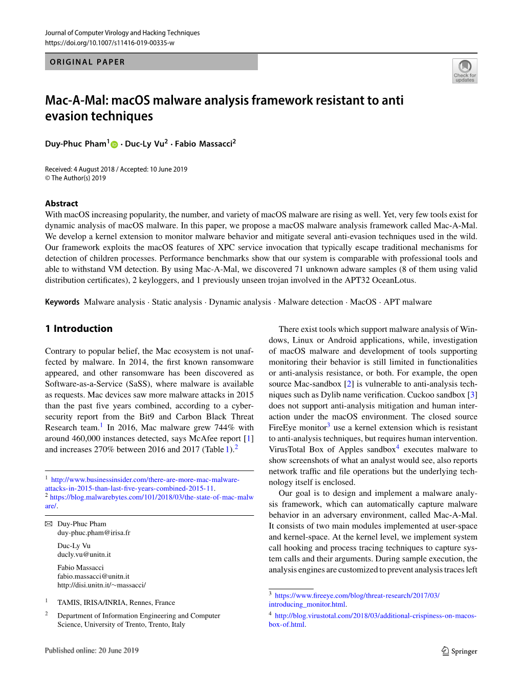 Macos Malware Analysis Framework Resistant to Anti Evasion Techniques