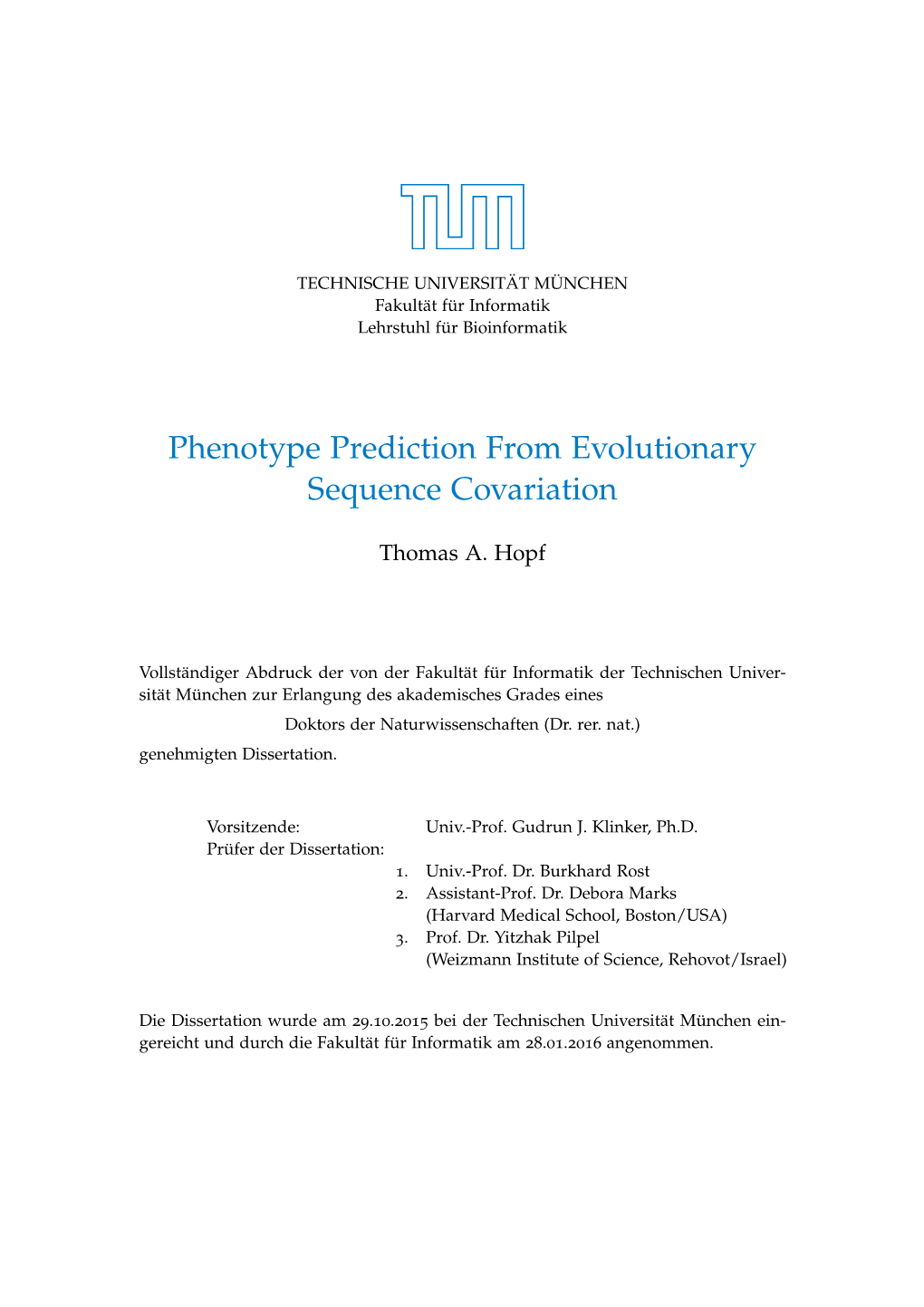 Phenotype Prediction from Evolutionary Sequence Covariation