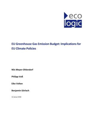 EU Greenhouse Gas Emission Budget: Implications for EU Climate Policies