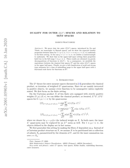 Duality for Outer $ L^ P \Mu (\Ell^ R) $ Spaces and Relation to Tent Spaces