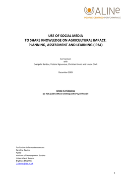 Use of Social Media to Share Knowledge on Agricultural Impact, Planning, Assessment and Learning (Ipal)