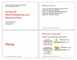 Lecture 26 Word Embeddings and Recurrent Nets