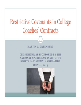 Restrictive Covenants in College Coaches' Contracts