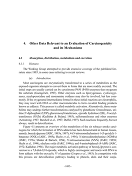 Other Data Relevant to an Evaluation of Carcinogenicity and Its Mechanisms