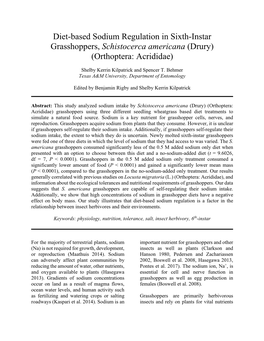 Diet-Based Sodium Regulation in Sixth-Instar Grasshoppers, Schistocerca Americana (Drury) (Orthoptera: Acrididae)