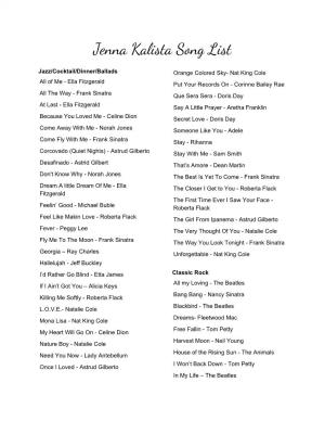 Jenna Kalista Song List