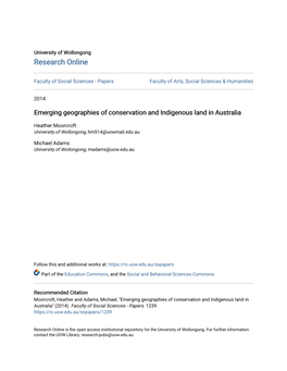 Emerging Geographies of Conservation and Indigenous Land in Australia