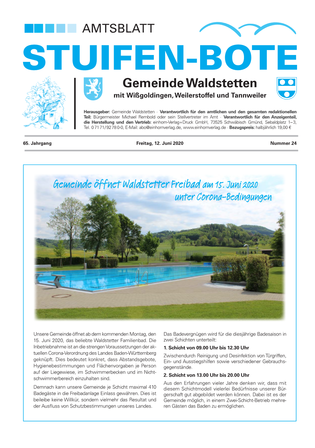 STUIFEN-BOTE Gemeinde Waldstetten Mit Wißgoldingen, Weilerstoffel Und Tannweiler