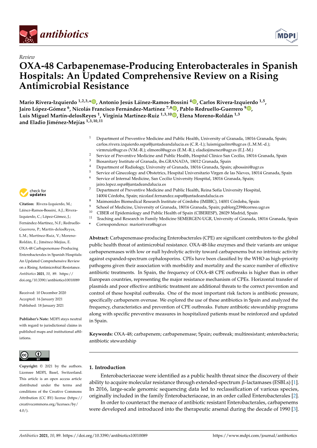 OXA-48 Carbapenemase-Producing Enterobacterales in Spanish Hospitals: an Updated Comprehensive Review on a Rising Antimicrobial Resistance