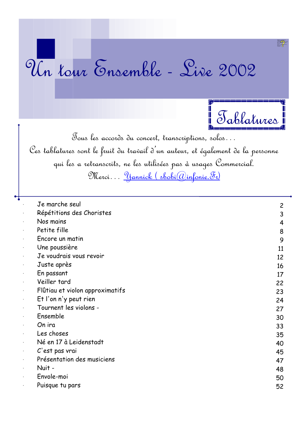 Un Tour Ensemble - Live 2002