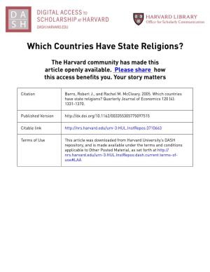 Which Countries Have State Religions?