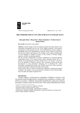 Dry Periods Impact on the Surface Water Quality