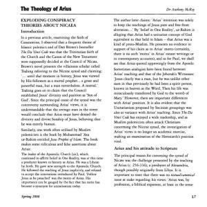The Theology of Arius Dr Anthony Mcroy