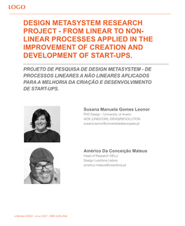 Design Metasystem Research Project - from Linear to Non- Linear Processes Applied in the Improvement of Creation and Development of Start-Ups