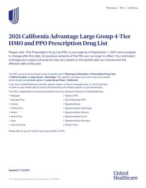 Large Group Tier 4 HMO and PPO Prescription Drug List DMHC Version