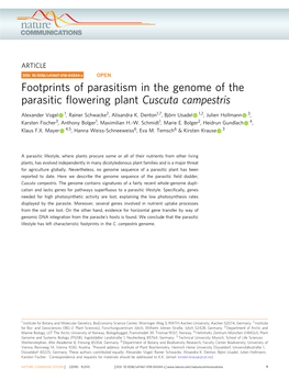 Footprints of Parasitism in the Genome of the Parasitic Flowering Plant