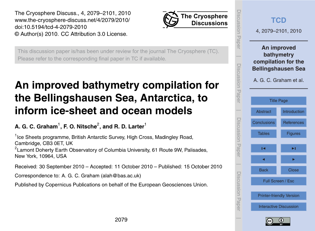 An Improved Bathymetry Compilation for the Bellingshausen Sea