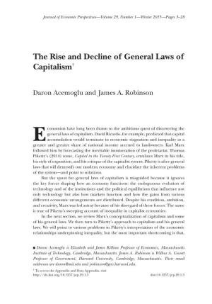 The Rise and Decline of General Laws of Capitalism†