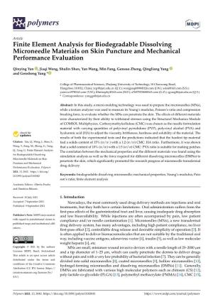 Finite Element Analysis for Biodegradable Dissolving Microneedle Materials on Skin Puncture and Mechanical Performance Evaluation