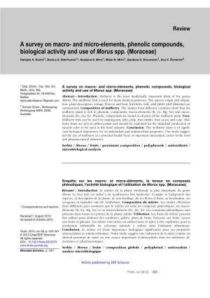 And Micro-Elements, Phenolic Compounds, Biological Activity and Use of Morus Spp