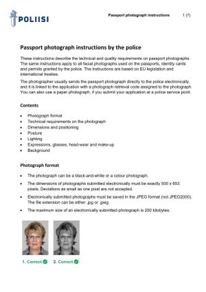 Passport Photograph Instructions by the Police