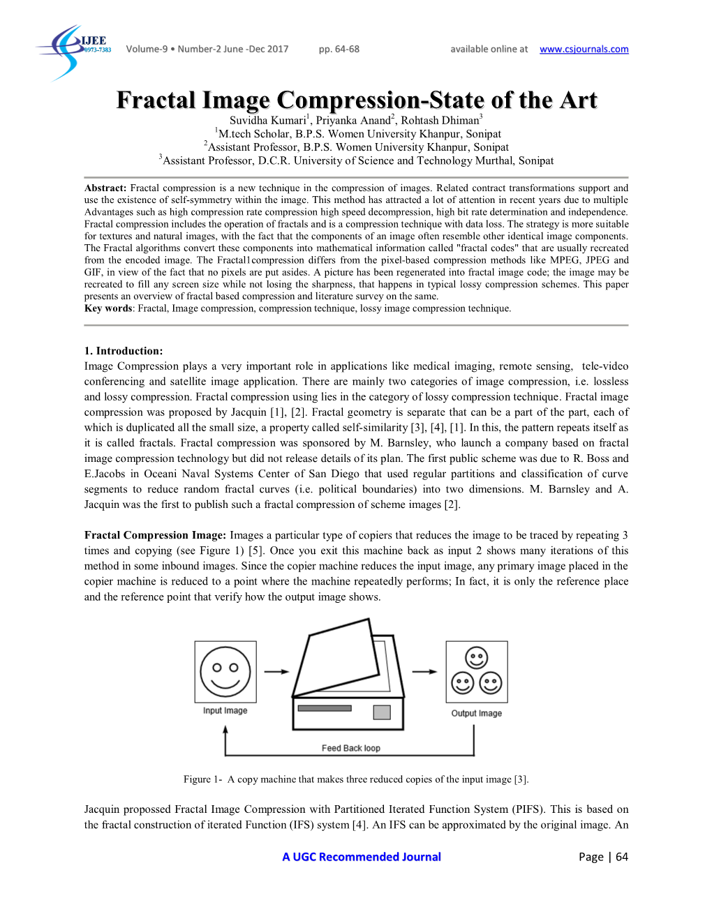 Fractal Image Compression-State of The