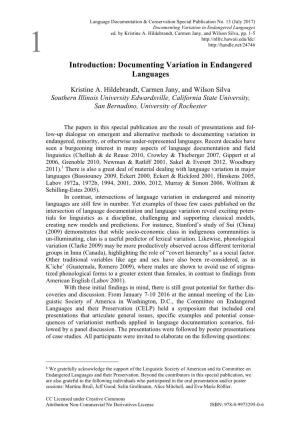 Introduction: Documenting Variation in Endangered Languages