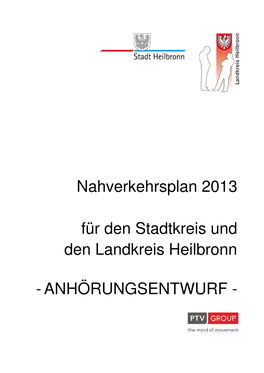 Nahverkehrsplan 2013 Für Den Stadtkreis Und Den Landkreis