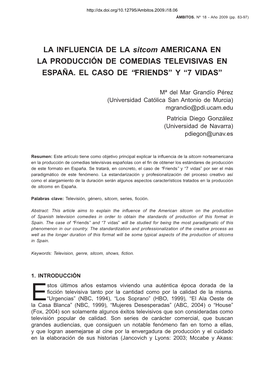 LA INFLUENCIA DE LA Sitcom AMERICANA EN LA PRODUCCIÓN DE COMEDIAS TELEVISIVAS EN ESPAÑA