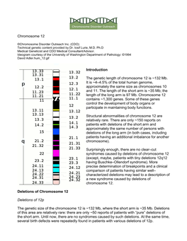 Chromosome 12 Introduction the Genetic Length of Chromosome 12 Is ~132 Mb. It Is ~4–4.5% of the Total Human Genome, Approximat