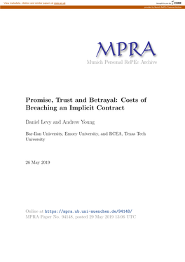 Promise, Trust and Betrayal: Costs of Breaching an Implicit Contract