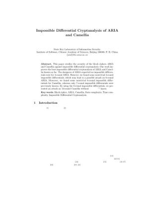 Impossible Differential Cryptanalysis of ARIA and Camellia