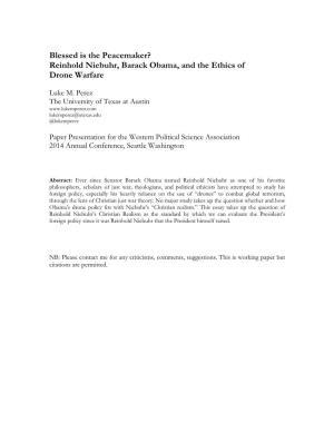 Reinhold Niebuhr, Barack Obama, and the Ethics of Drone Warfare