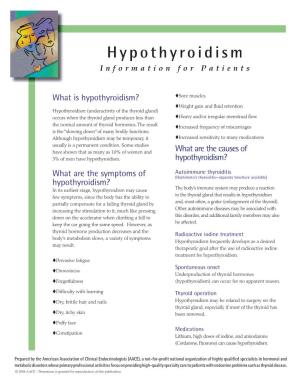 Hypothyroidism Information for Patients
