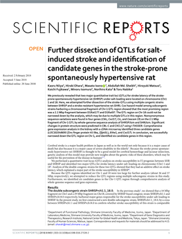 Further Dissection of Qtls for Salt-Induced Stroke And