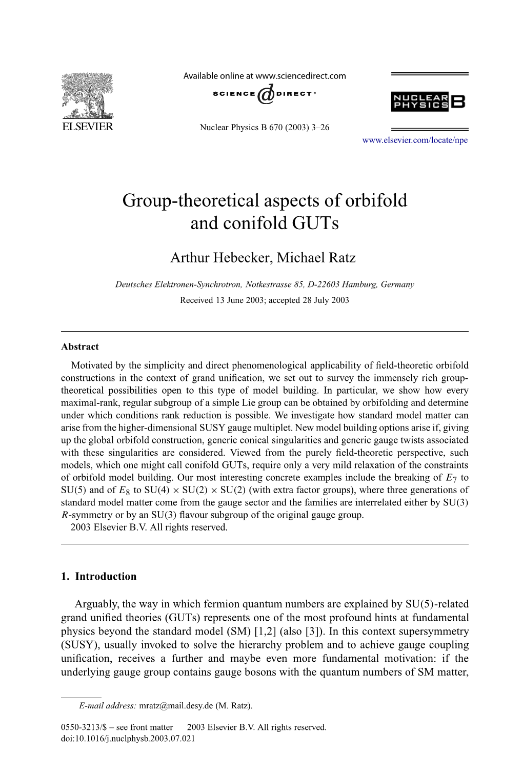 Group-Theoretical Aspects of Orbifold and Conifold Guts