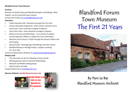 Blandford Museum, the First 21 Years