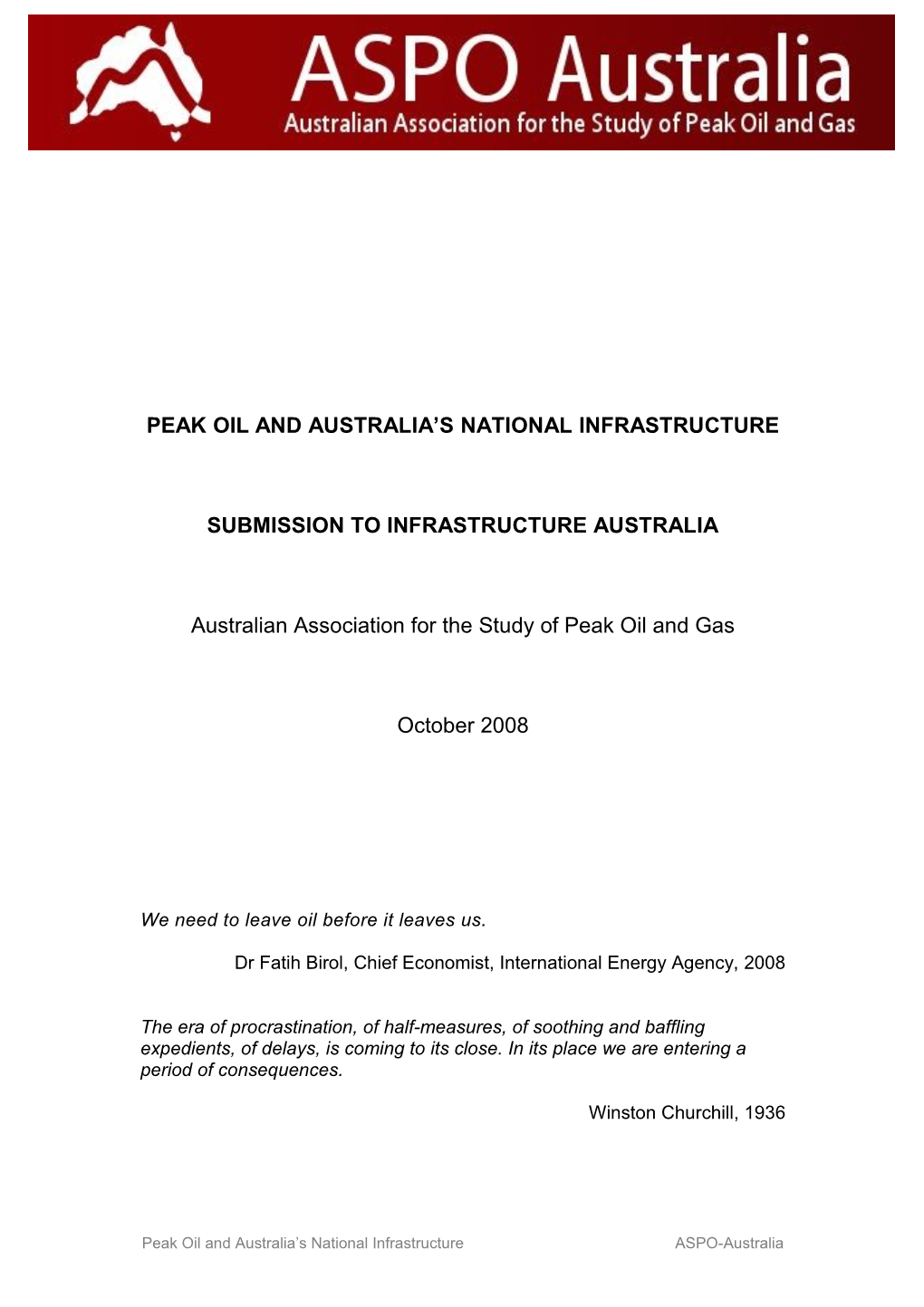 Peak Oil and Australia's National Infrastructure