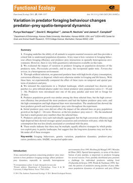 Variation in Predator Foraging Behaviour Changes Predator–Prey Spatio-Temporal Dynamics