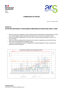 Communique De Presse Covid-19 : Situation Sanitaire