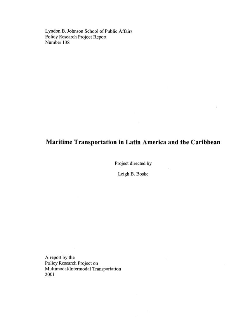 Maritime Transportation in Latin America and the Caribbean