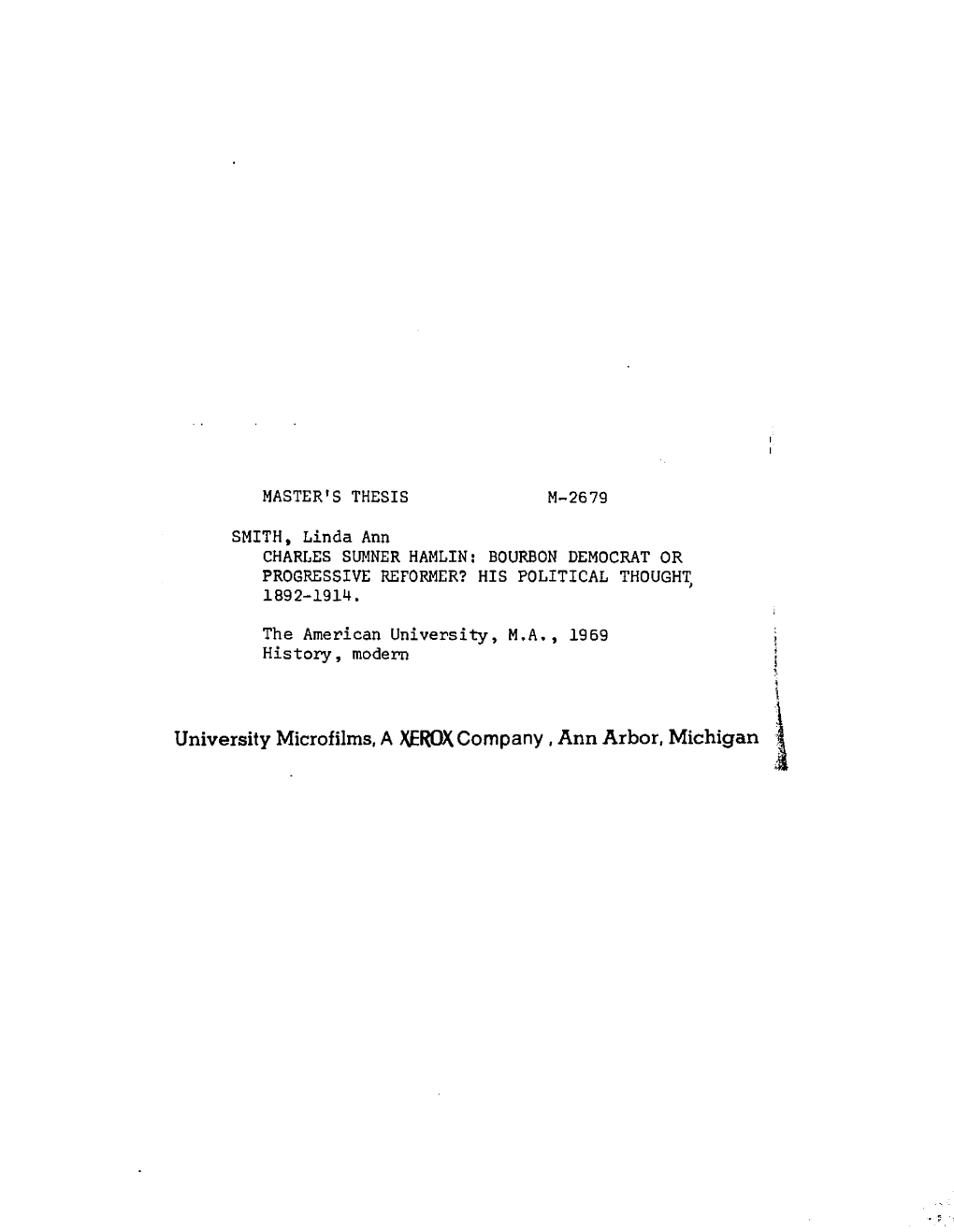 University Microfilms, a Xerqkcompany , Ann Arbor, M Ichigan