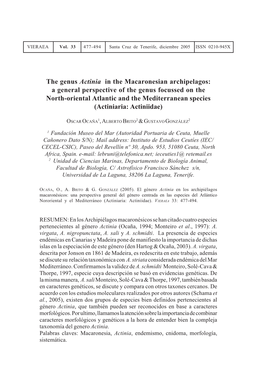 The Genus Actinia in the Macaronesian Archipelagos: A