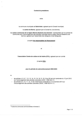 Contrat De Prestations Entre La Commune Municipale De Saint
