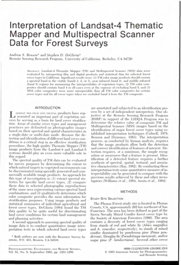 Interpretation of Landsat-4 Thematic Mapper and Multispectral Scanner Data for Forest Surveys I Andrew S