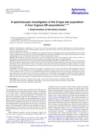 A Spectroscopic Investigation of the O-Type Star Population in Four Cygnus OB Associations�,�� I
