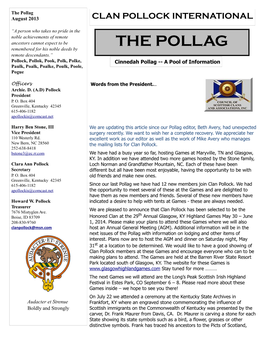 The Pollag August 2013 CLAN POLLOCK INTERNATIONAL