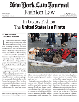 Fashion Law VOLUME 256—NO